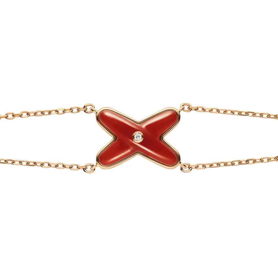 GlowJEUX BRACELET CARNELIAN PINK GOLD 1 DIAMOND