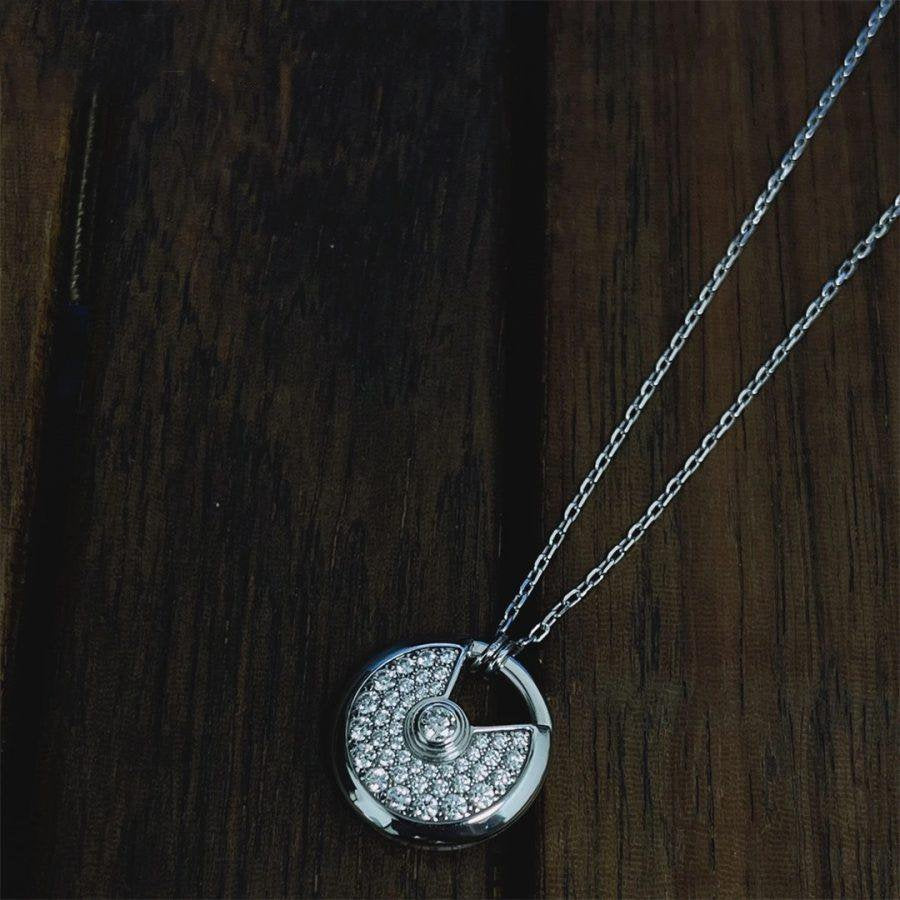 GlowAMULETTE SILVER FULL DIAMOND NECKLACE
