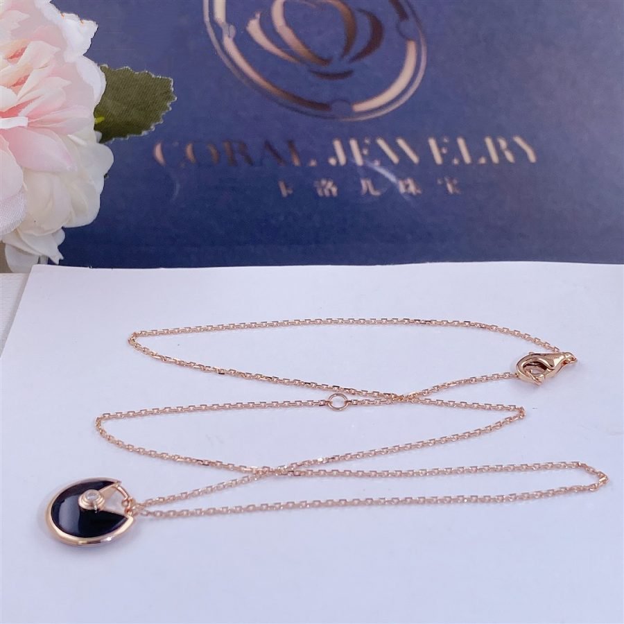 GlowAMULETTE ROSE GOLD ONYX NECKLACE