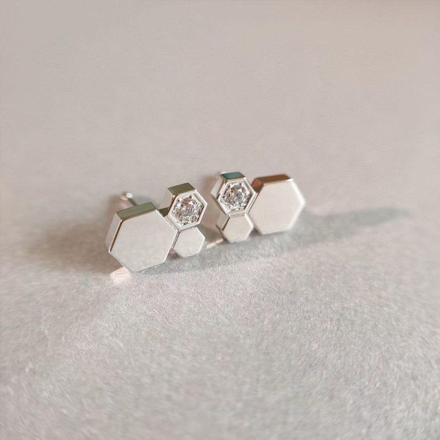 GlowBEE LOVE SILVER DIAMOND EARRINGS