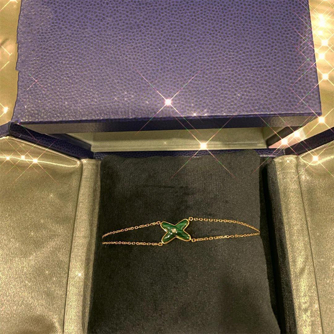GlowJEUX BRACELET MALACHITE PINK GOLD 1 DIAMOND