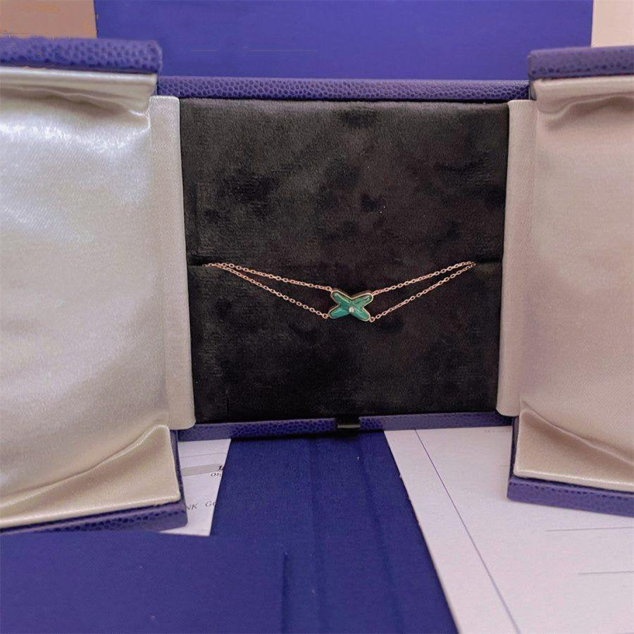 GlowJEUX BRACELET MALACHITE PINK GOLD 1 DIAMOND