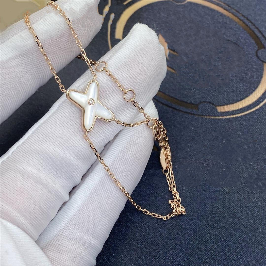 GlowJEUX BRACELET WHITE MOP PINK GOLD 1 DIAMOND