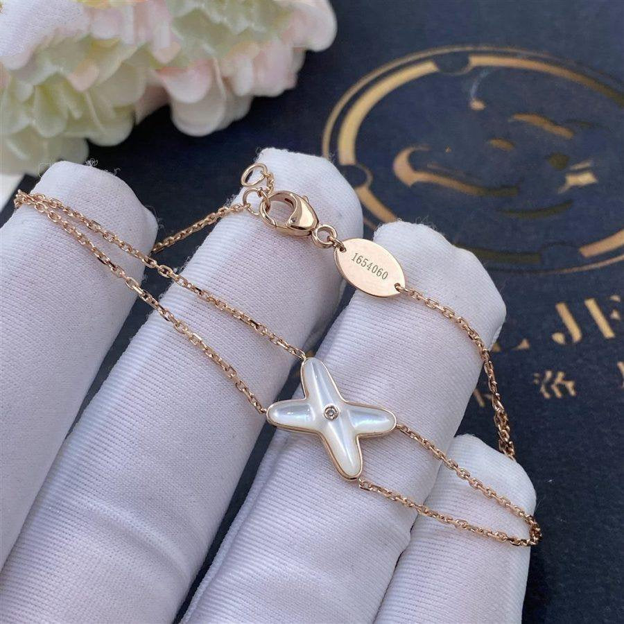 GlowJEUX BRACELET WHITE MOP PINK GOLD 1 DIAMOND