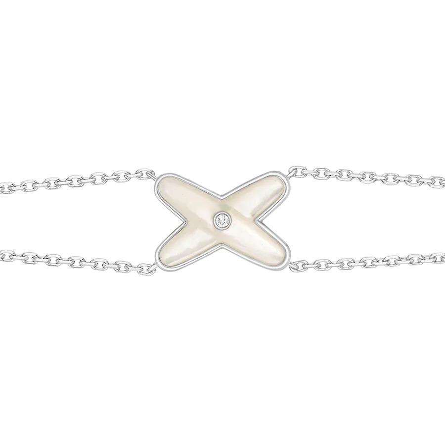 GlowJEUX BRACELET WHITE MOP SILVER 1 DIAMOND