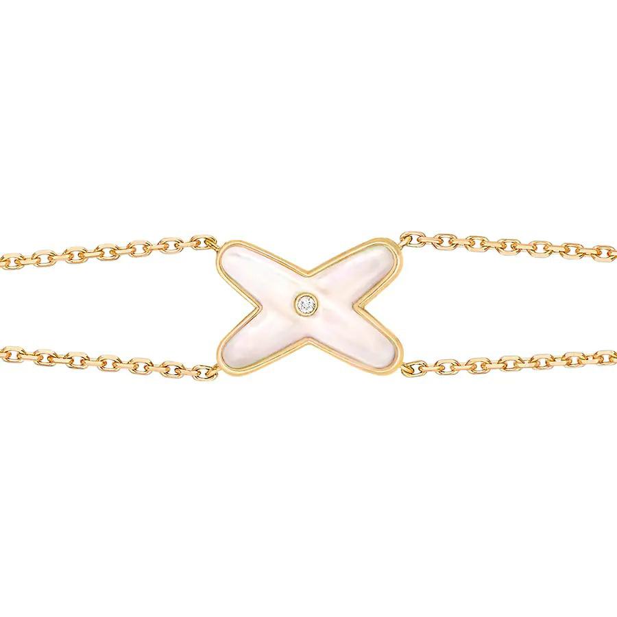GlowJEUX BRACELET WHITE MOP GOLD 1 DIAMOND