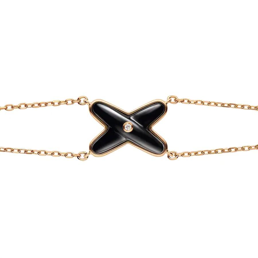 GlowJEUX BRACELET ONYX PINK GOLD 1 DIAMOND