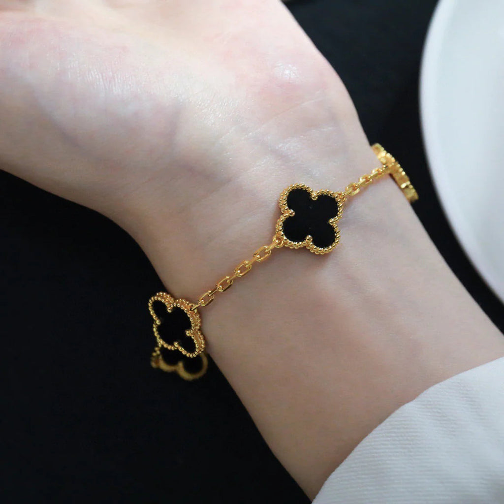 GlowCLOVER  5 MOTIFS BLACK ONYX BRACELET