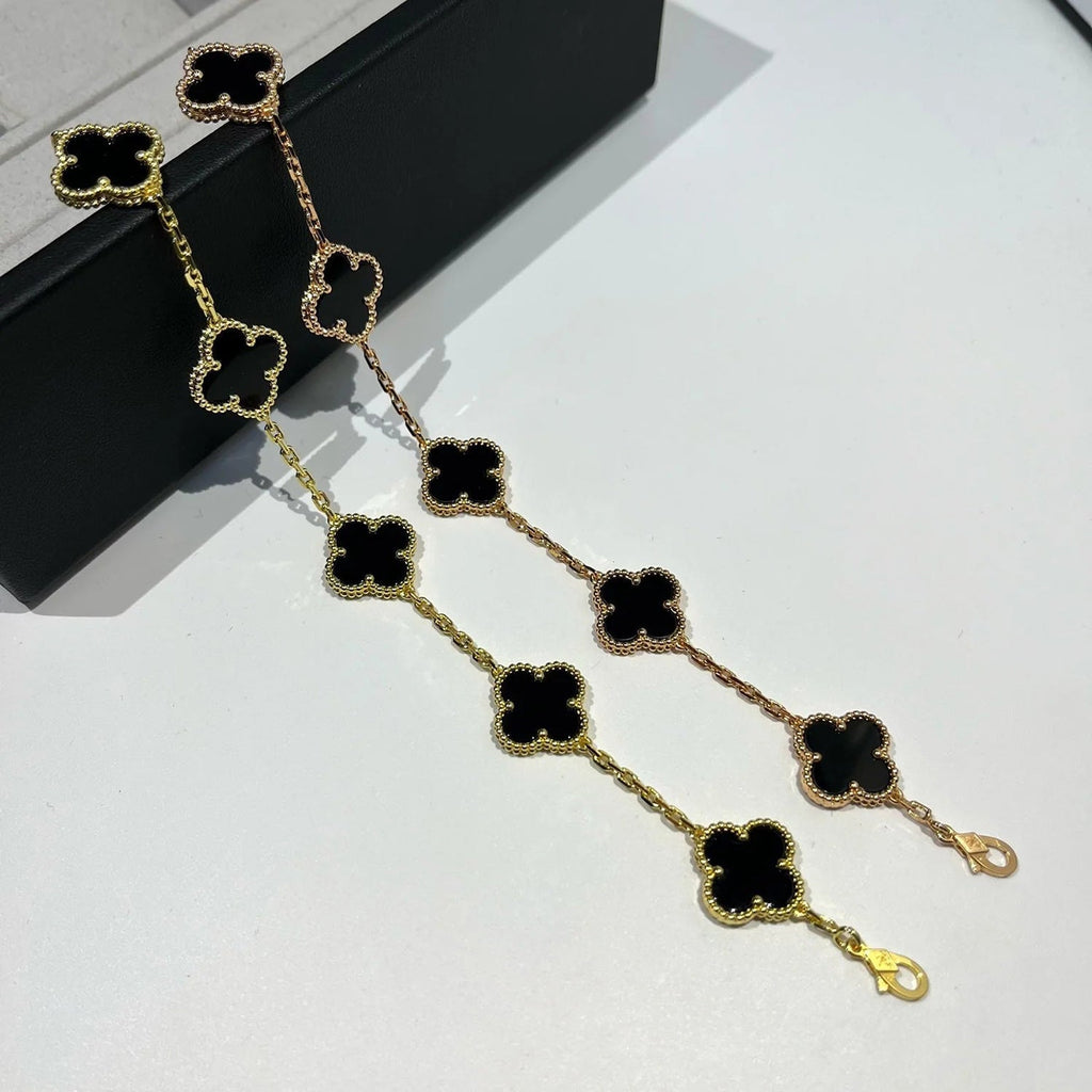 GlowCLOVER  5 MOTIFS BLACK ONYX BRACELET