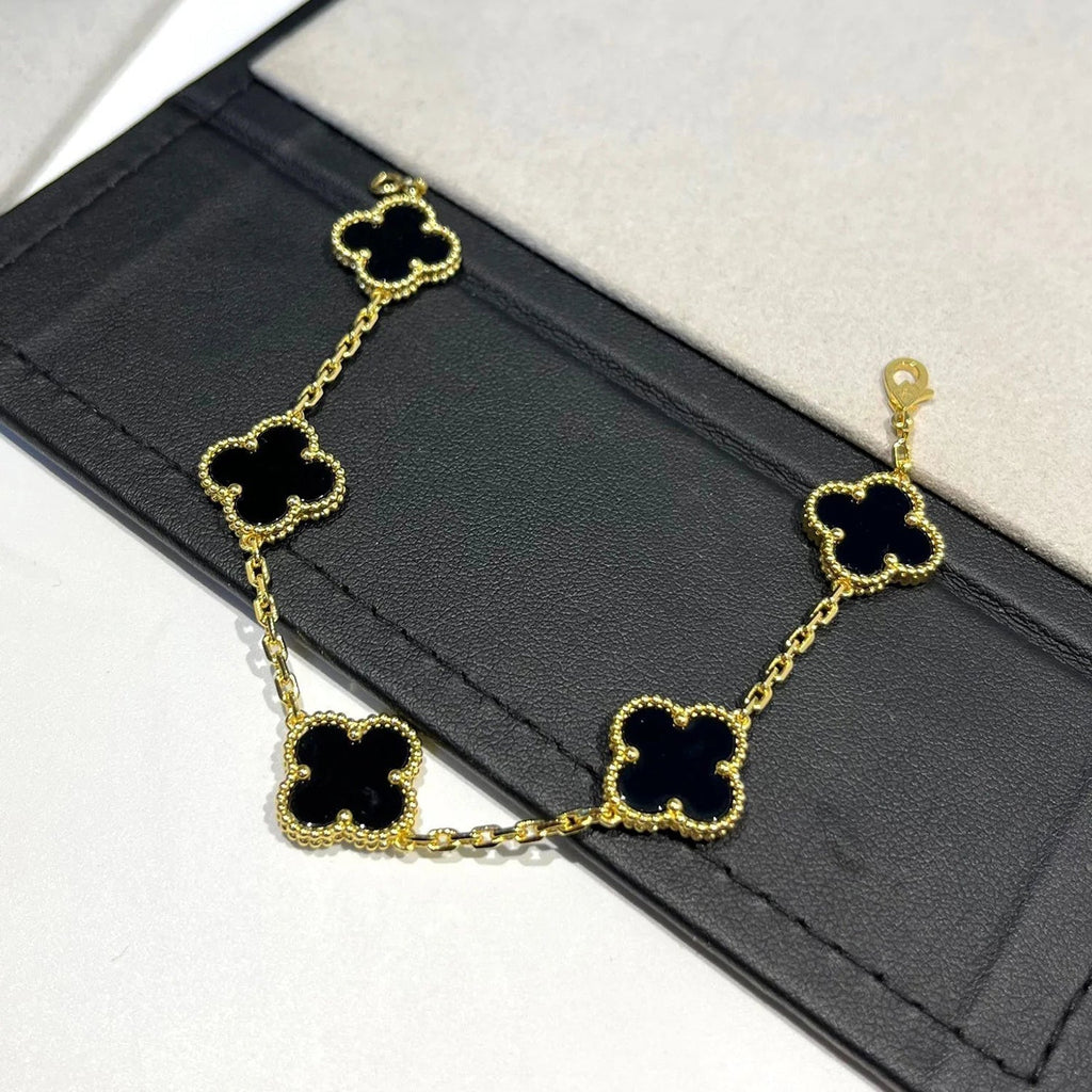 GlowCLOVER  5 MOTIFS BLACK ONYX BRACELET
