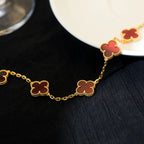 GlowCLOVER 5 MOTIFS RED AGATE  BRACELET
