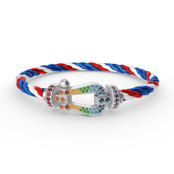 GlowFORC LARGE HORSESHOE  COLORED DIAMOND BRACELET SILVER