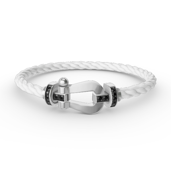 GlowFORCE LARGE HORSESHOE BLACK DIAMOND BRACELET SILVER