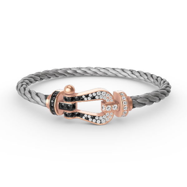 GlowFORCE LARGE HORSESHOE BLACK WHITE DIAMOND BRACELET ROSE GOLD
