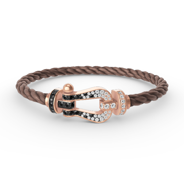 GlowFORCE LARGE HORSESHOE BLACK WHITE DIAMOND BRACELET ROSE GOLD