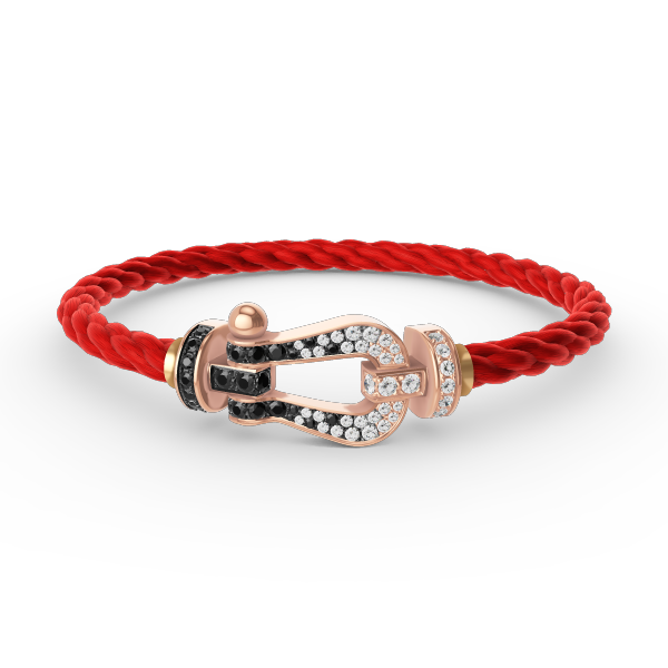 GlowFORCE LARGE HORSESHOE BLACK WHITE DIAMOND BRACELET ROSE GOLD