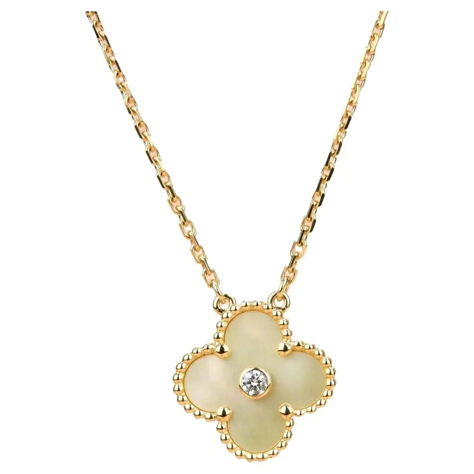 GlowCLOVER 15MM DIAMOND GOLD MOTHER OF PEARL NECKLACE