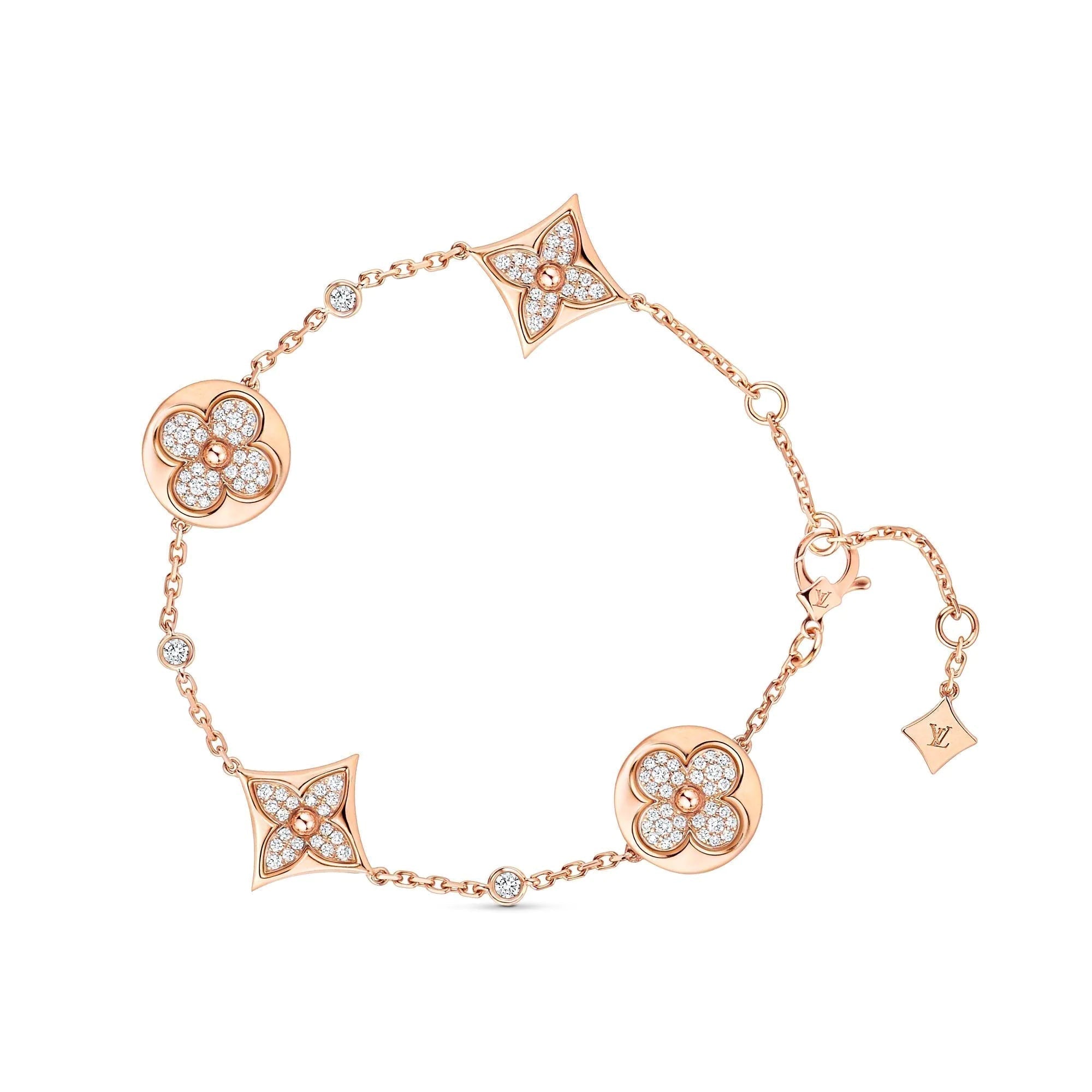 GlowSTAR AND SUN 4 MOTIFS GOLD DIAMONDS BRACELET
