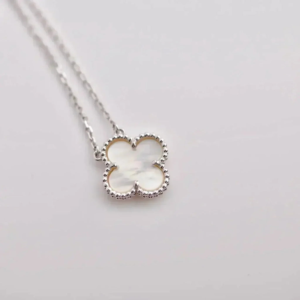GlowCLOVER  15MM WHITE MOTHER-OF-PEARL SILVER