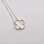 GlowCLOVER  15MM WHITE MOTHER-OF-PEARL SILVER