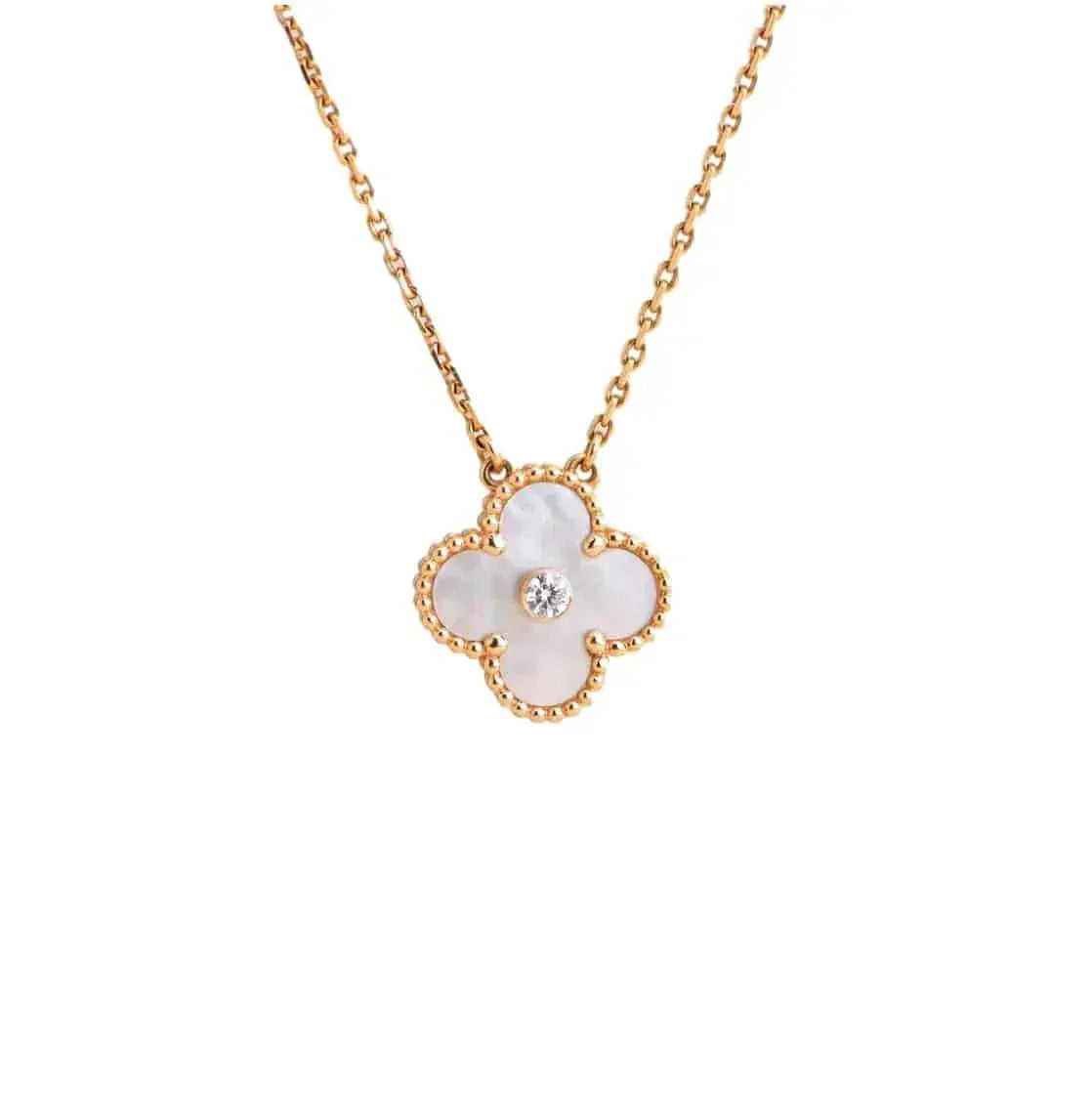 GlowCLOVER 15MM DIAMOND WHITE FRITILLARIA NECKLACE