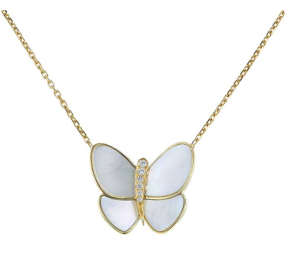 GlowBUTTERFLY GOLD MOP DIAMOND NECKLACE