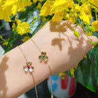 GlowFRIVOLE GOLD FLOWER PINK MALACHITE BRACELET