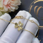 GlowFRIVOLE GOLD FLOWER PINK MALACHITE BRACELET