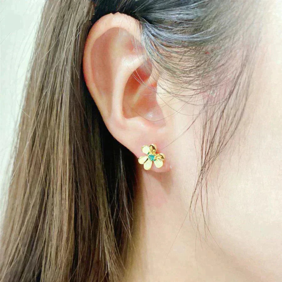 GlowFRIVOLE  FLOWER MALACHITE EARRINGS