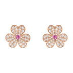 GlowFRIVOLE PINK GOLD FLOWER DIAMOND EARRINGS