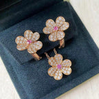GlowFRIVOLE PINK GOLD FLOWER DIAMOND EARRINGS