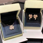 GlowFRIVOLE PINK GOLD FLOWER DIAMOND EARRINGS