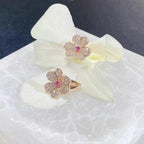 GlowFRIVOLE PINK GOLD FLOWER DIAMOND EARRINGS