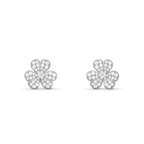 GlowFRIVOLE SILVER FLOWER DIAMOND EARRINGS