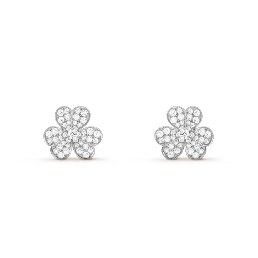 GlowFRIVOLE SILVER FLOWER DIAMOND EARRINGS
