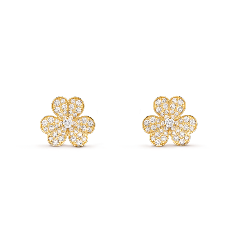 GlowFRIVOLE GOLD FLOWER DIAMOND EARRINGS