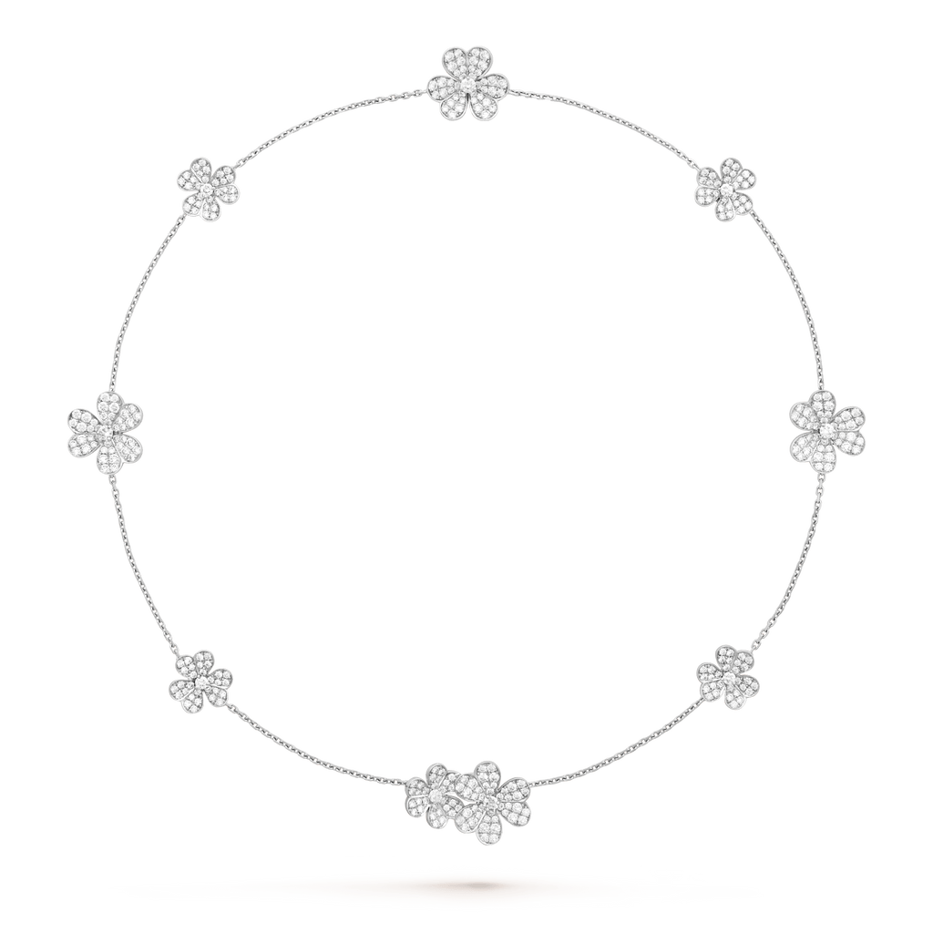 GlowFRIVOLE SILVER 9 FLOWERS NECKLACE