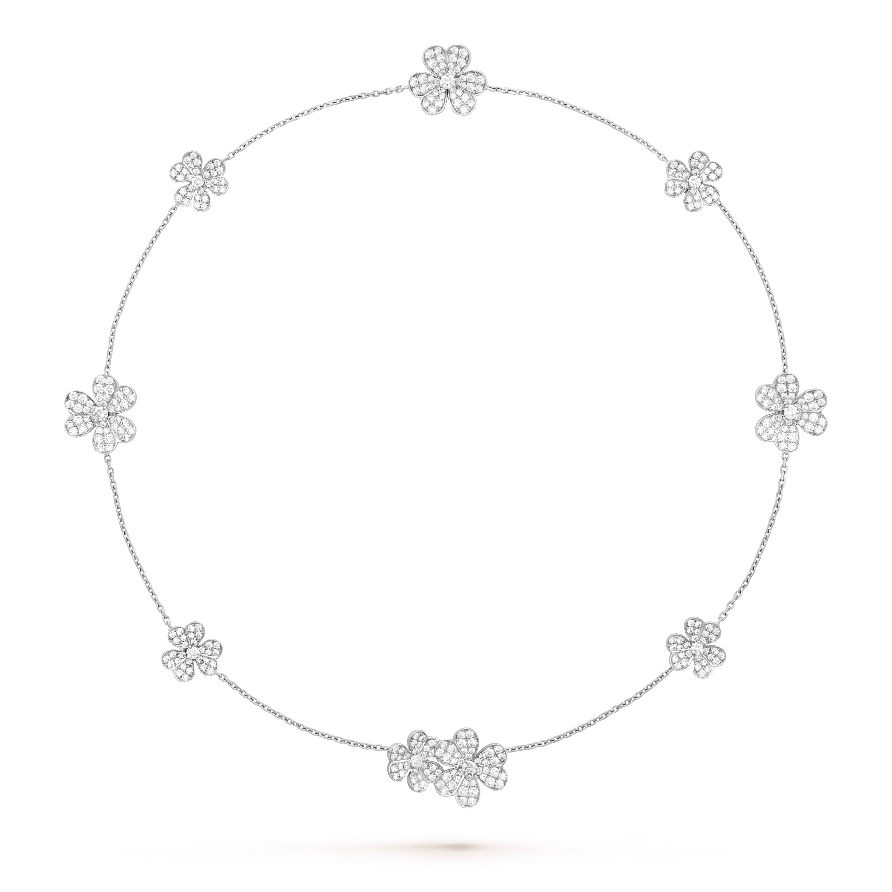 GlowFRIVOLE SILVER 9 FLOWERS NECKLACE
