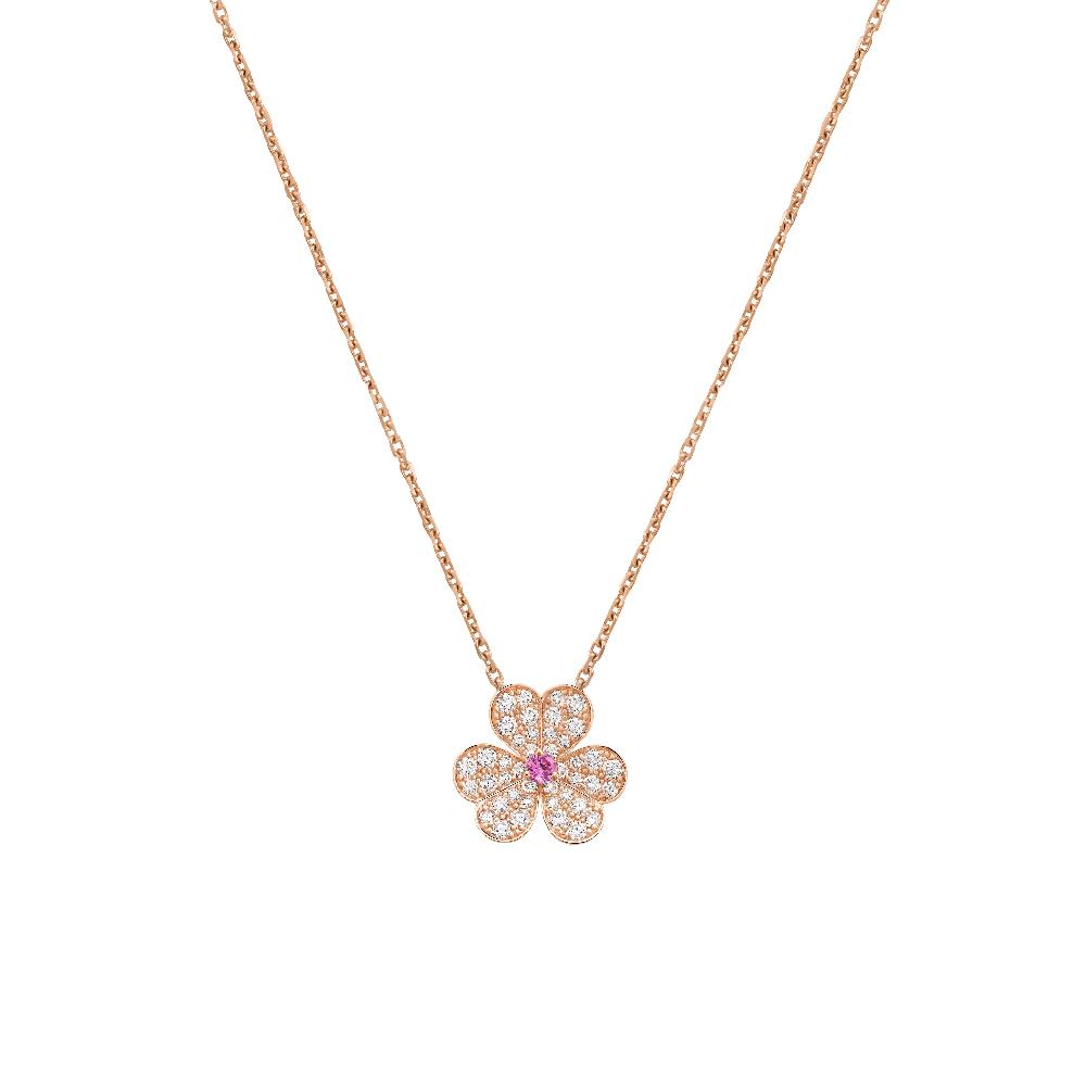 GlowFRIVOLE ROSE GOLD FLOWER DIAMOND NECKLACE