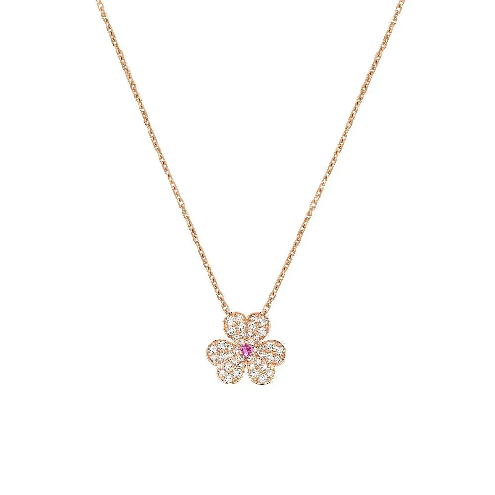 GlowFRIVOLE ROSE GOLD FLOWER DIAMOND NECKLACE