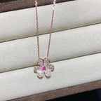 GlowFRIVOLE ROSE GOLD FLOWER DIAMOND NECKLACE