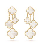 GlowCLOVER EARRINGS WHITE MOP 4 MOTIFS GOLD