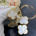GlowCLOVER EARRINGS WHITE MOP 4 MOTIFS GOLD