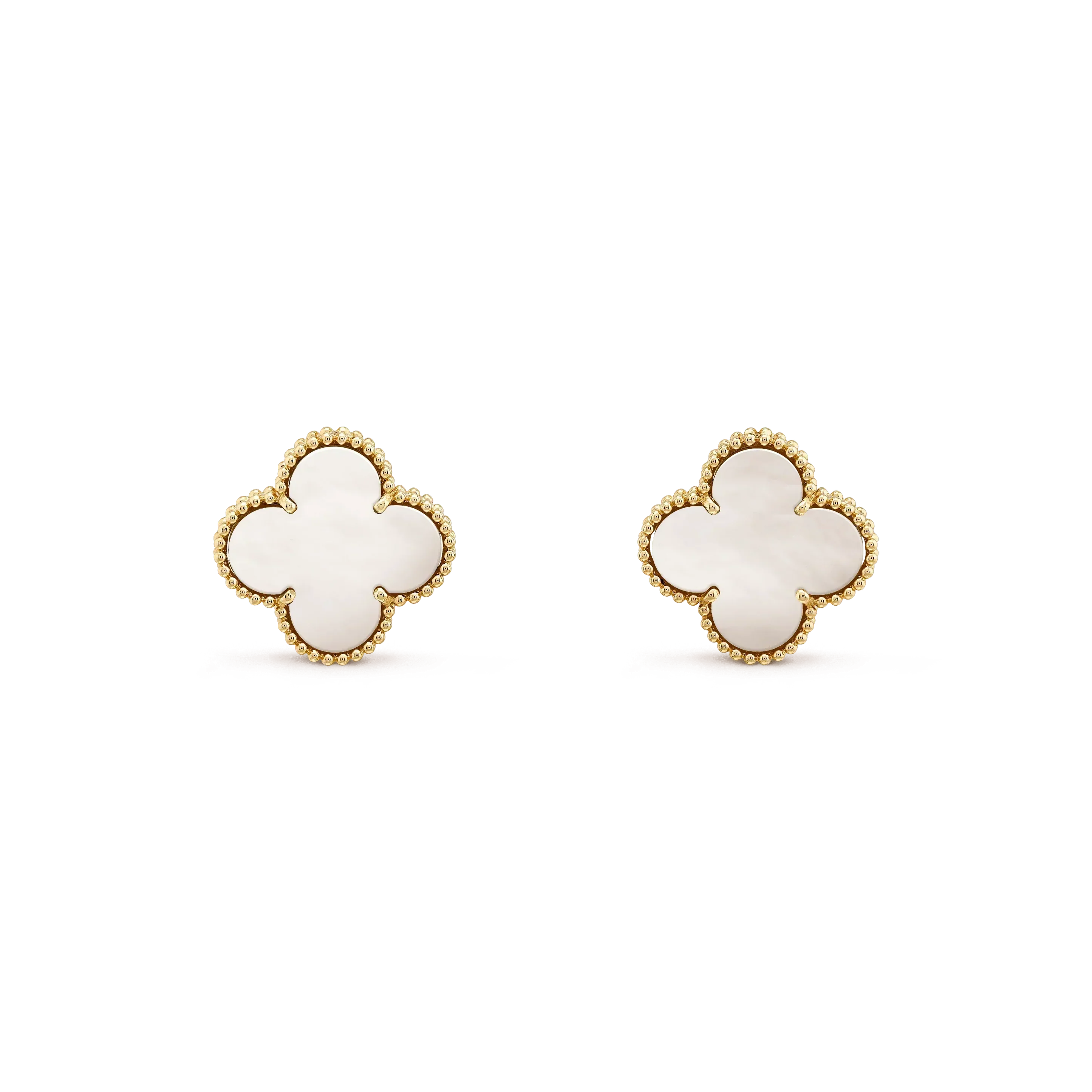 GlowCLOVER MEDIUM 1 MOTIFS  WHITE MOP STUD EARRINGS