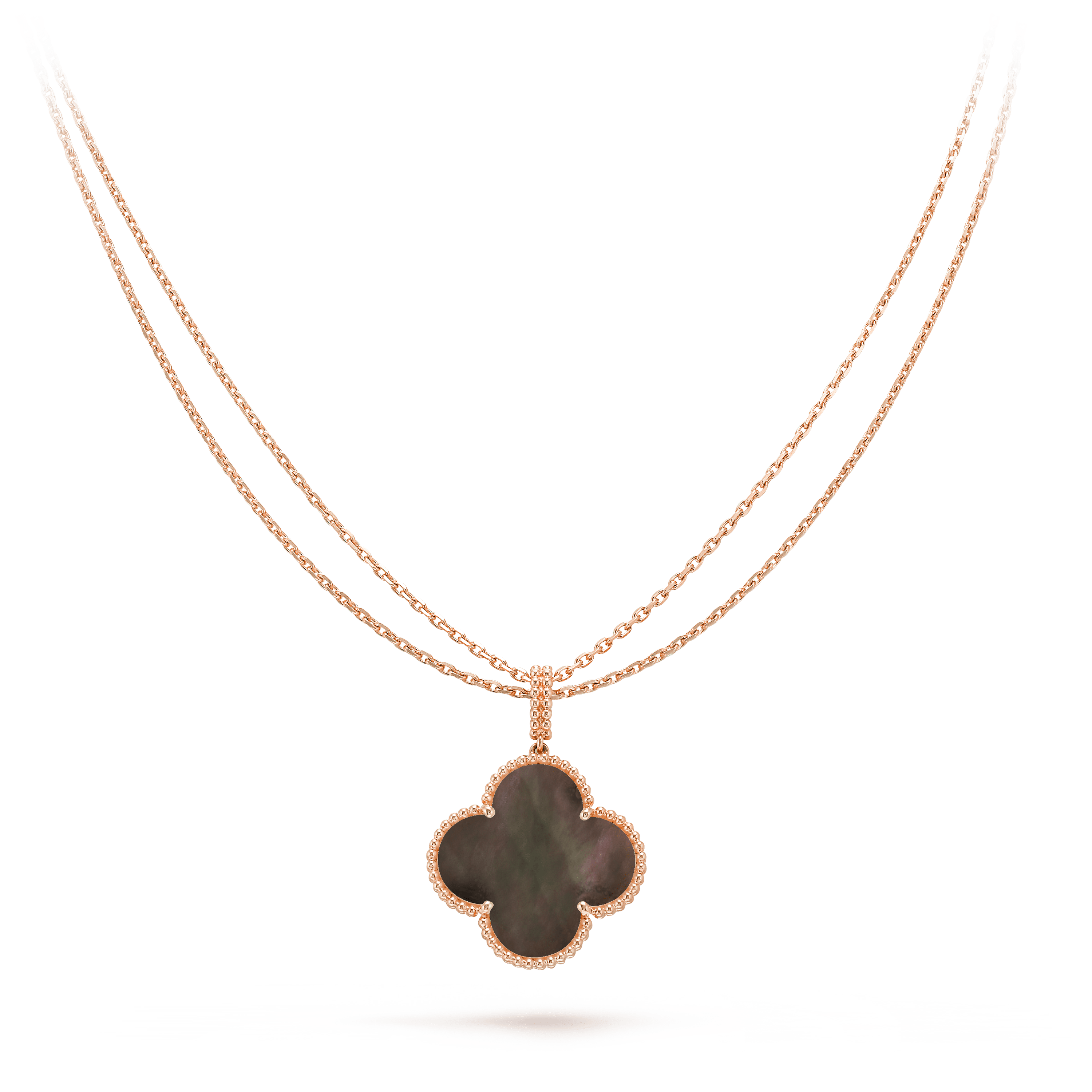 GlowCLOVER 25MM GOLD DARK MOP BIG CLOVER NECKLACE