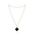 GlowCLOVER 25MM GOLD ONYX BIG CLOVER NECKLACE