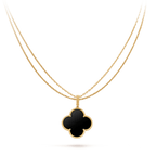 GlowCLOVER 25MM GOLD ONYX BIG CLOVER NECKLACE