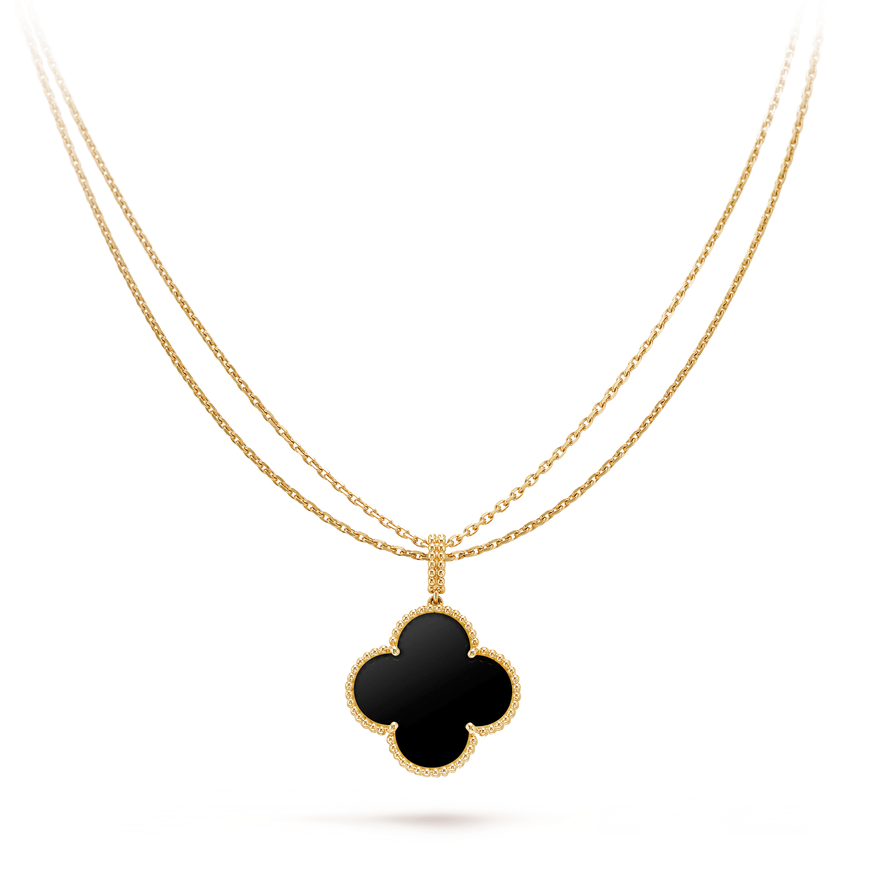 GlowCLOVER 25MM GOLD ONYX BIG CLOVER NECKLACE