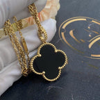 GlowCLOVER 25MM GOLD ONYX BIG CLOVER NECKLACE