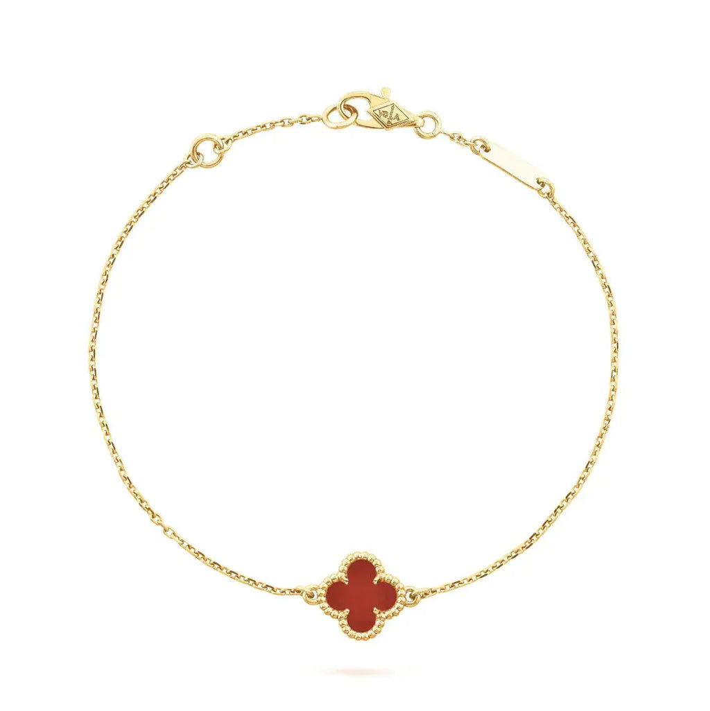 GlowCLOVER  CARNELIAN SINGLE FLOWER BRACELET